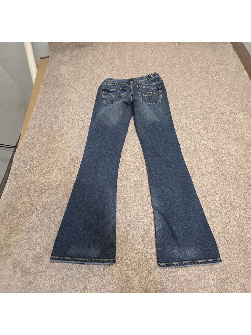 Y2K 2000s indie sleaze Silver Flare size 27x31 Western Low Rise dark wash indigo